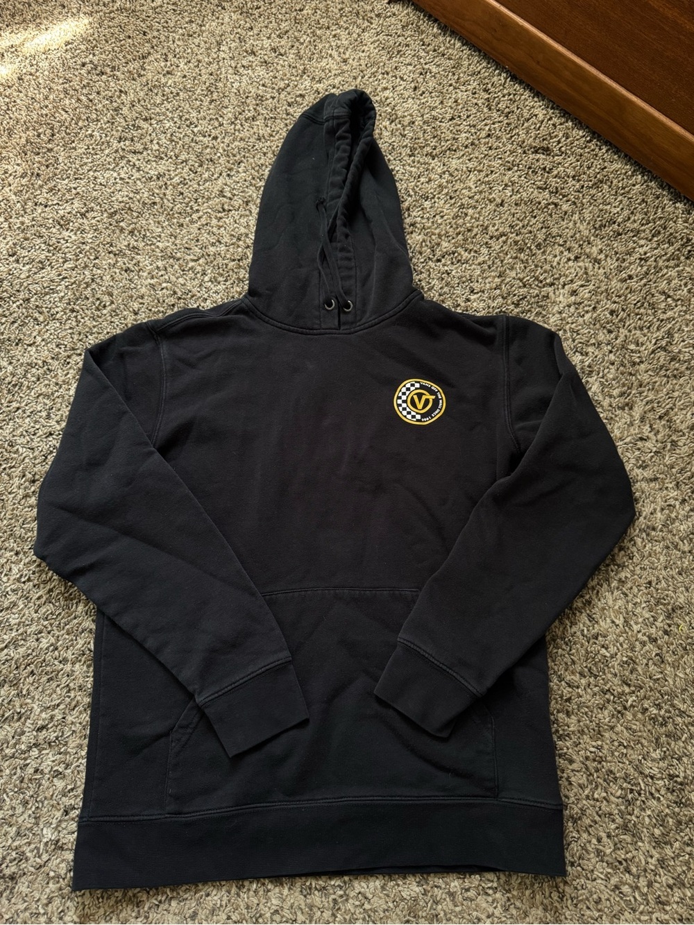 Vans Black Pullover Hoodie with Yellow Logo Patch
